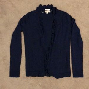 Navy cardigan with ruffle detail